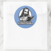 Sticker Rond Jésus aime les livres interdits (Sac)