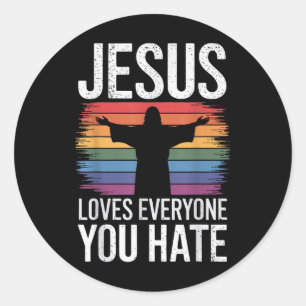 Sticker Rond Jésus aime tous ceux que vous haïssez