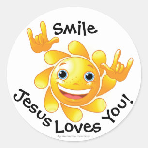 Sticker Rond Jésus aime Vous Customisez