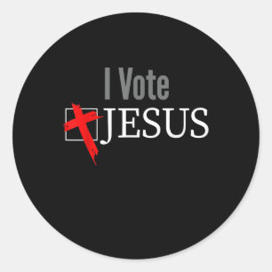 Sticker Rond Jésus amour   Je vote la Croix chrétienne de Jésus