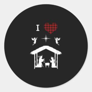 Sticker Rond Jésus amour Nativité de Noël J'aime Jésus