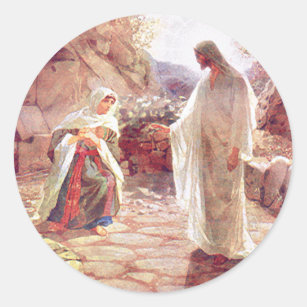 Sticker Rond Jésus apparaît à Mary Magdalene