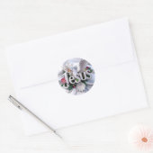 Sticker Rond Jésus avec la colombe sainte et traverser #2 (Enveloppe)
