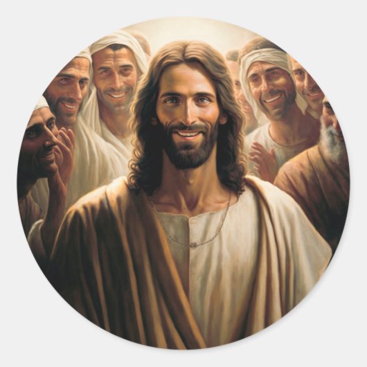 Sticker Rond Jésus avec ses disciples souriant (Devant)
