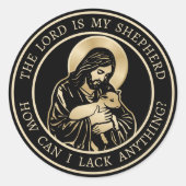 Sticker Rond Jesus Caring Shepherd (Devant)