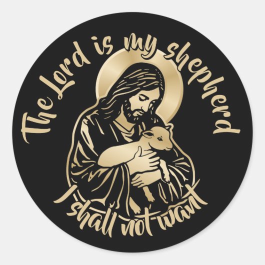 Sticker Rond Jesus Caring Shepherd (Devant)