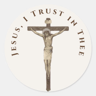 Sticker Rond Jésus catholique sur la Miséricorde divine crucifi