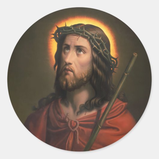 Sticker Rond Jésus-Christ avec la Couronne d'épines (Devant)