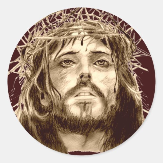 Sticker Rond Jésus-Christ avec une couronne d'épines (Devant)