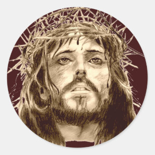 Sticker Rond Jésus-Christ avec une couronne des épines