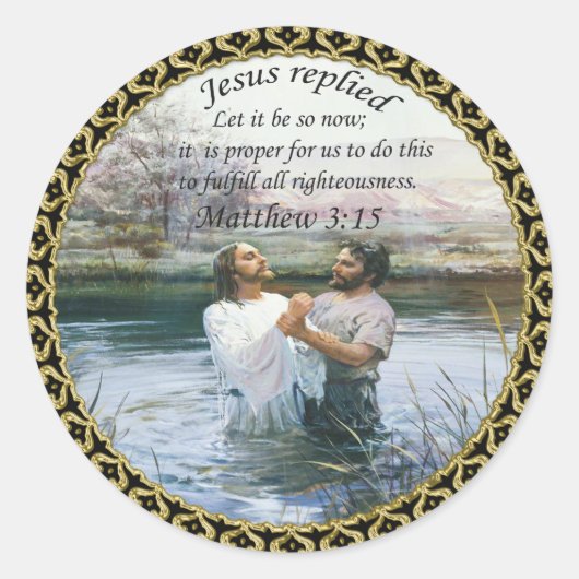 Sticker Rond Jésus Christ Baptême image deux (Devant)