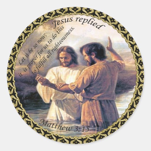 Sticker Rond Jésus Christ Baptême image un (Devant)