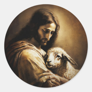Sticker Rond Jésus Christ comme agneau de Dieu
