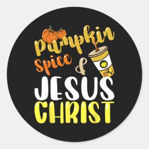 Sticker Rond Jésus Christ Et Épice Citrouille Automne Automne A