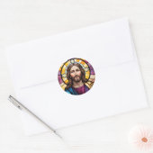 Sticker Rond Jésus-Christ Faux Verre Tiré (Enveloppe)