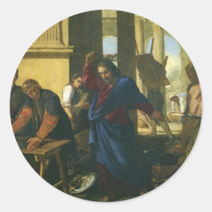 Sticker Rond Jésus-Christ nettoyant le Temple