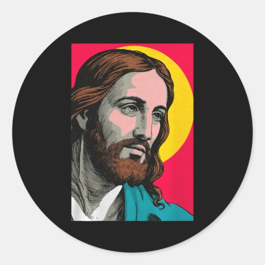 Sticker Rond Jesus Christ P Art Religious Easter & Christma (Devant)