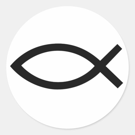 Sticker Rond Jésus Christ, symbole chrétien du poisson (Devant)