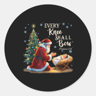 Sticker Rond Jésus Christian Père Noël Noël Noël Chaque Knee Sh
