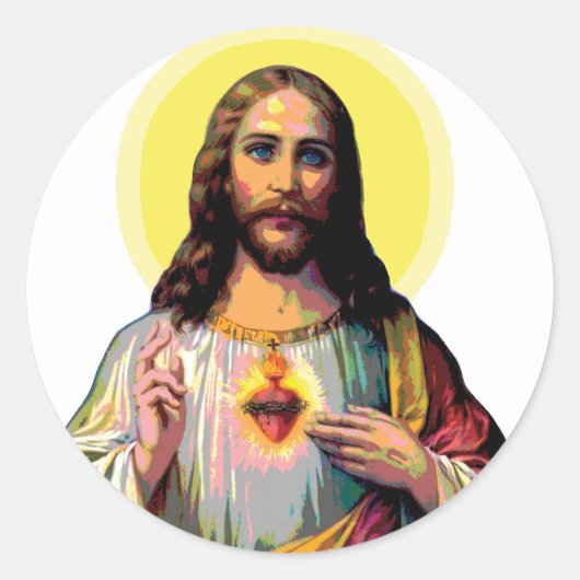 Sticker Rond Jesus Christus en style pop art (Devant)