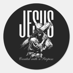 Sticker Rond Jésus Créa Avec Un But La Foi Vintage Sur Fe