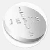 Sticker Rond Jesus Cures Pill - Christian Heals Aimer Foi Dieu (Devant)