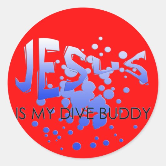 STICKER ROND JESUS DIVE BUDDY (Devant)
