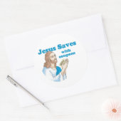 Sticker Rond Jésus économise avec des coupons (Enveloppe)