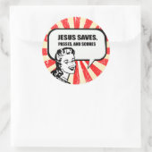 STICKER ROND JÉSUS ENREGISTRE, PASSE ET SCORES (Sac)