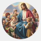 Sticker Rond Jésus entouré d'enfants (Devant)