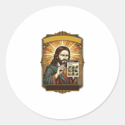 Sticker Rond Jésus Escalier Flou Test Captcha Sécurité Tech Hum (Devant)