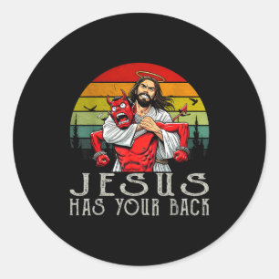 Sticker Rond Jésus est derrière toi ! Jésus