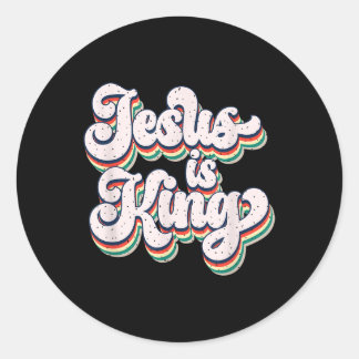 Sticker Rond Jésus est King Retro Faith Conception