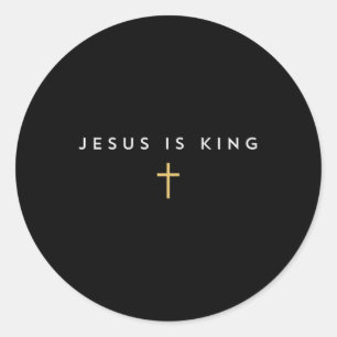 Sticker Rond Jésus est la Croix du Roi Foi chrétienne mince Jés