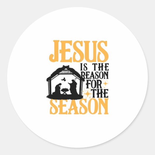 Sticker Rond Jésus Est La Raison De La Saison Christian Chris (Devant)
