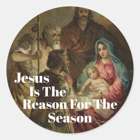 Sticker Rond Jésus Est La Raison De Noël (Devant)