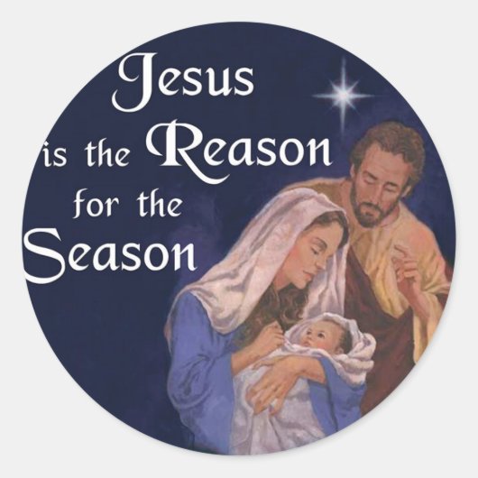 Sticker Rond Jésus Est La Raison Pour La Saison Noël (Devant)