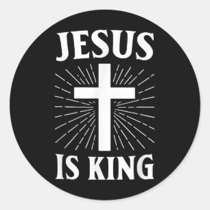 Sticker Rond Jésus est le roi de la foi chrétienne Croix