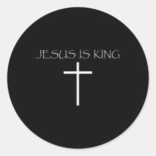 Sticker Rond Jésus Est Le Roi Foi Chrétienne Eglise Jésus Est L
