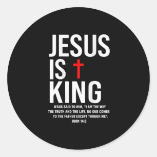 Sticker Rond Jésus est le roi Jean 14_6 Costume Jésus chrétien
