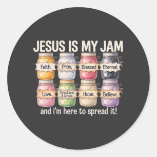 Sticker Rond Jésus est ma confiture - Foi & Fruit Étaler
