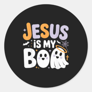 Sticker Rond Jésus est mon Boo Mignon Halloween Fantôme Chrétie