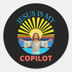 STICKER ROND JÉSUS EST MON COPILOTE