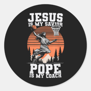 Sticker Rond Jésus Est Mon Pape Sauveur Est Mon Entraîneur Vint