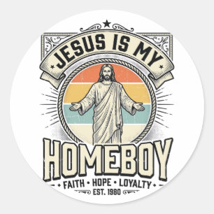 Sticker Rond Jésus est mon pote Vintage T-shirt religieux
