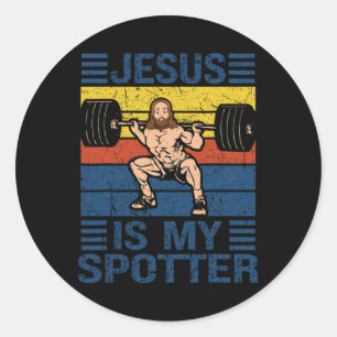 Sticker Rond Jésus Est Mon Spotter Christian Gym Entraînement W