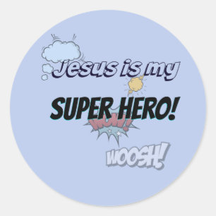 Sticker Rond Jésus est mon super héros !