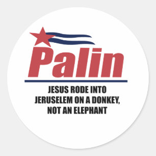 Sticker Rond Jésus est monté dans Jeruselem sur un âne