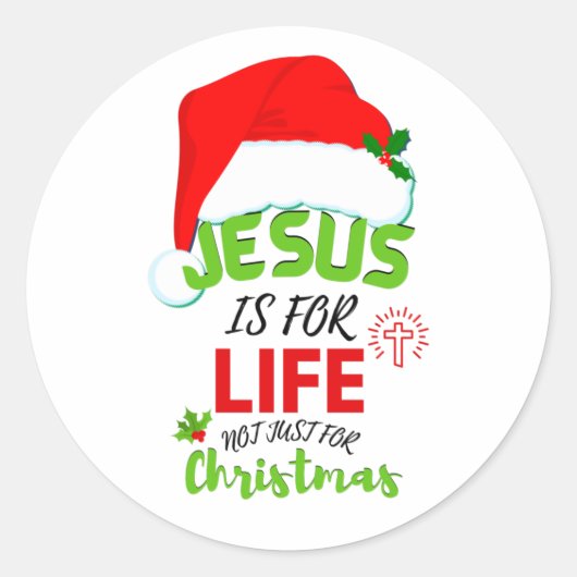 Sticker Rond JÉSUS EST POUR LA VIE, pas seulement pour Noël (Devant)