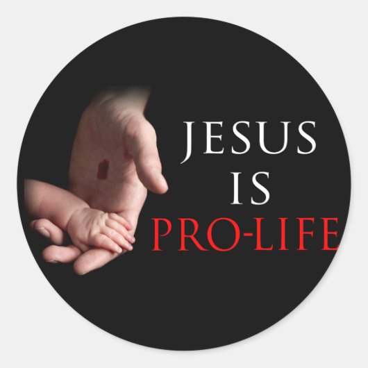 Sticker Rond Jésus Est Pro-Vie (Devant)